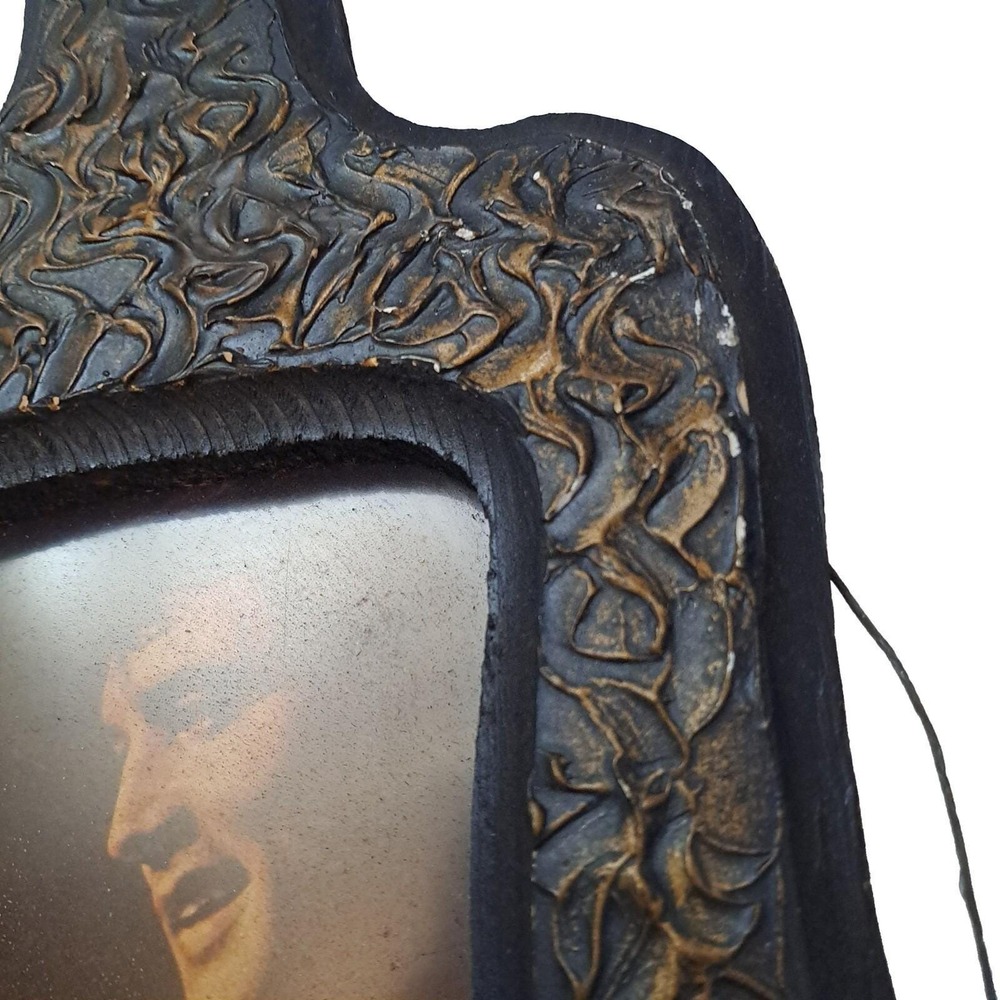 Elvis Presley Guitar Wall Art Picture Frame Set Black Gold Chalkware Vintage 70s - Picture 7 of 16